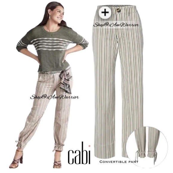 CAbi NWT sage multi- stripe convertible tie strap pants *shop@iamwarrior - Picture 1 of 15